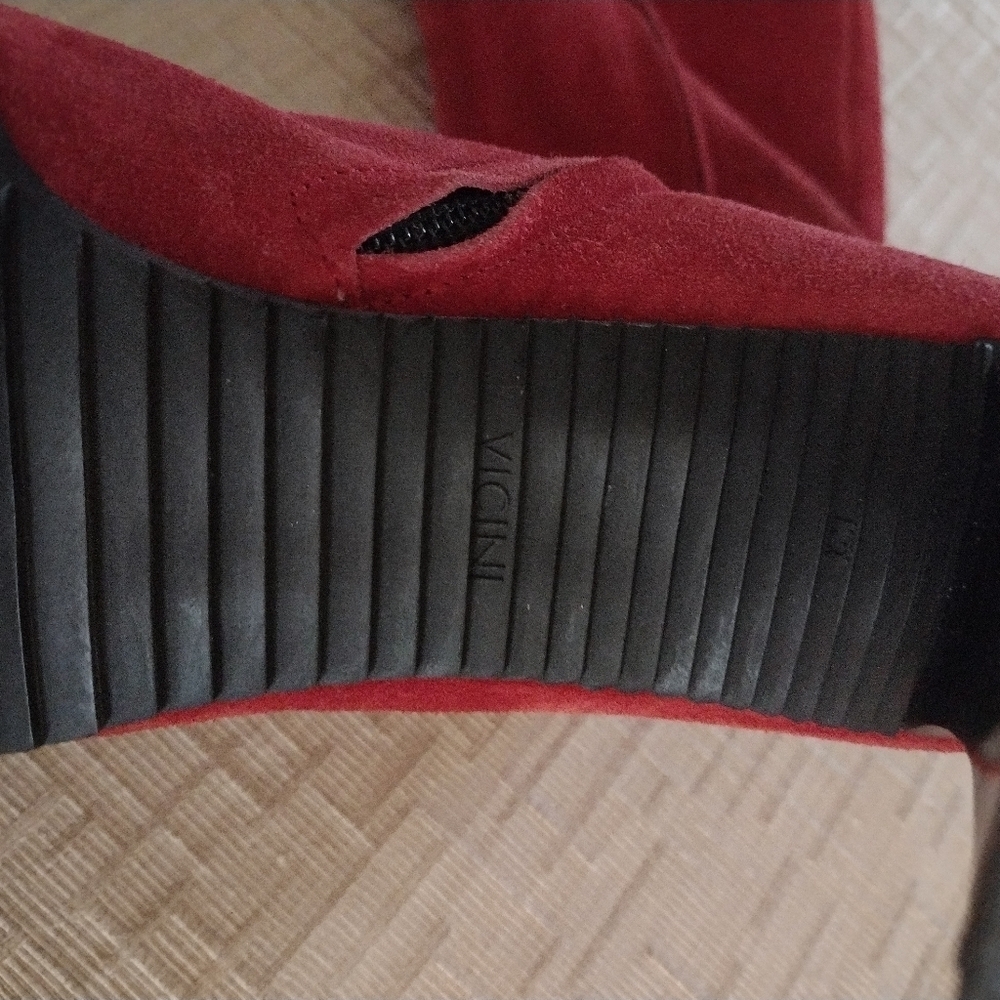 Vicini Women's Tall Red Suede Leather Boots Sz 38 US 7.5 - Picture 6 of 12